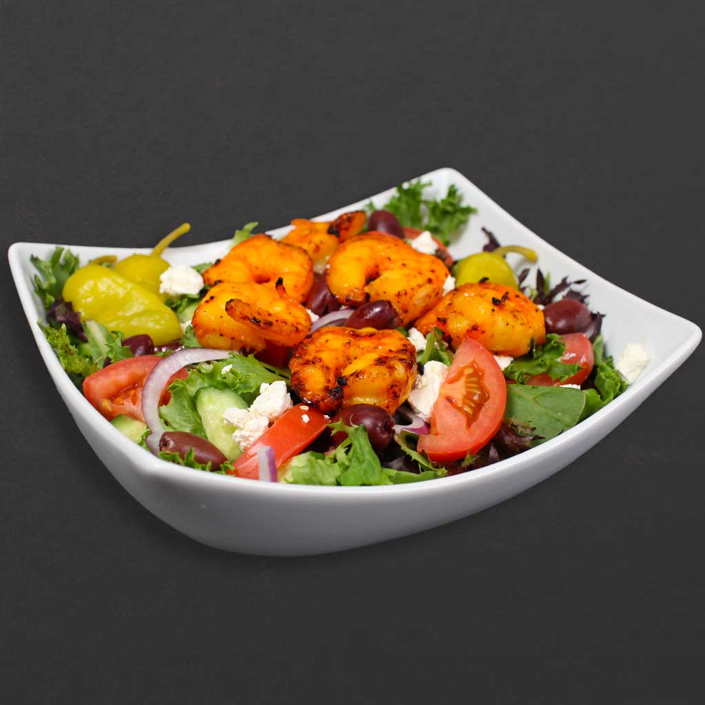 Shrimp on Greek salad